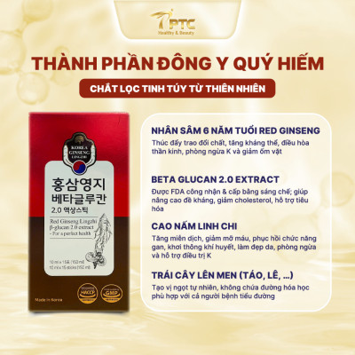 Nhân Sâm Linh Chi Kết Hợp Hoạt Chất Beta Glucan 2.0 Extract 