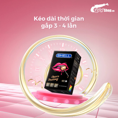 Bao cao su Shell Choco Prolong kéo dài thời gian, hương chocolate - Hộp 10 cái