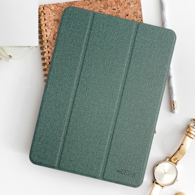 Bao da cho iPad 7/8/9 10.2inch, Air1/2/9.7inch, Air4/5/Pro 11, Gen 10 10.9inch 2022 Mutural Tailor dựng đứng có khay bút - hàng nhập khẩu