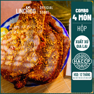 COMBO 4 Món - Khô Bò Sợi 100 GRAM - Khô Bò Miếng 100 GRAM - Khô Nai 100 GRAM - Lạp Xưởng 250 GRAM