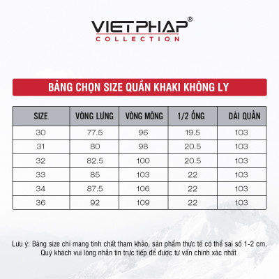 ( BIG SALE) Quần Kaki Nam VIỆT PHÁP Form Classic Không Ly Chất liệu Cao Cấp Chống Nhăn, Độ Bền Cao 9008