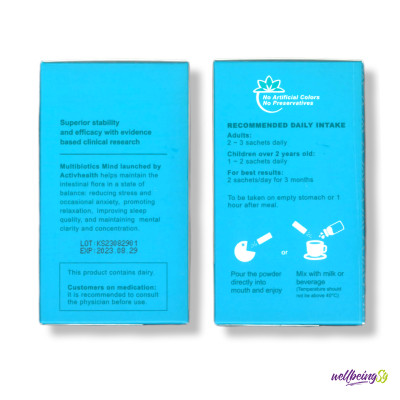 Thức Uống Dạng Bột  ActivHealth Multibiotics Mind Duy Trì Hệ Vi Khuẩn Đường Ruột, Hỗ Trợ Giải Tỏa Căng Thẳng, Bổ Sung Năng Lượng Cho Cơ Thể (Hộp 30 Gói x 120g)
