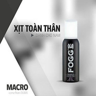 Xịt toàn thân nước hoa Dubai FOGG Macro 120ml,Xịt toàn thân hương nước hoa,Xịt toàn thân nước hoa,Xịt thơm,Xịt mùi cơ thể,Xịt toàn thân dành cho nam,Xịt toàn thân lưu hương 6-8 tiếng, Xịt toàn thân khử mùi, Xịt khử mùi nuóc hoa,Xịt toàn thân không gas