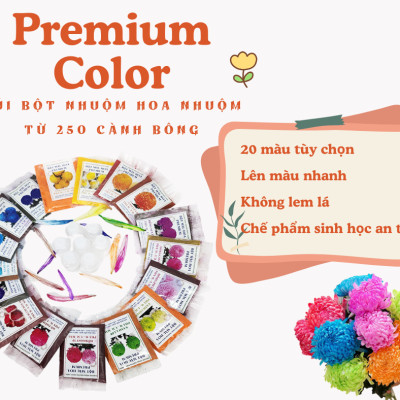 Gói Bột Nhuộm Hoa tươi Premium Color (7g pha 1L nước  màu hoa) nhuộm Hơn 250 Cành Hoa Nhanh Chóng và Hiệu Quả, An Toàn Cho Người Sử Dụng Tại Nhà