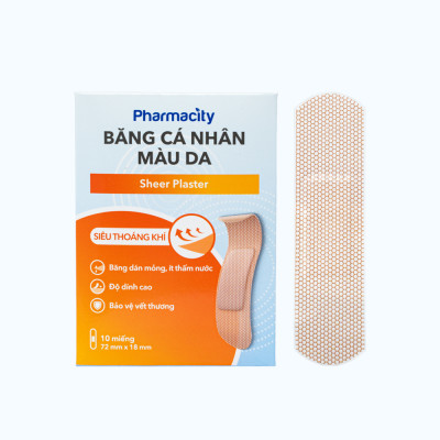 Băng cá nhân màu da Pharmacity bảo vệ vết thương hở (10 miếng/gói)