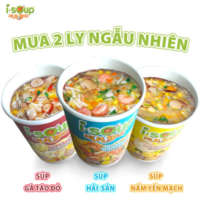 Combo Súp Hải Sản + Súp Gà Táo Đỏ ISOUP HUUPS - Súp Ăn Liền Sấy Thăng Hoa