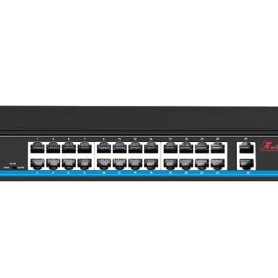 Bộ chuyển mạch 26 port unmanaged Ethernet switch, 24 port Fast Ethernet PoE, 2 SFP, 300W power supply - Xmethod Network - Hàng chính hãng 