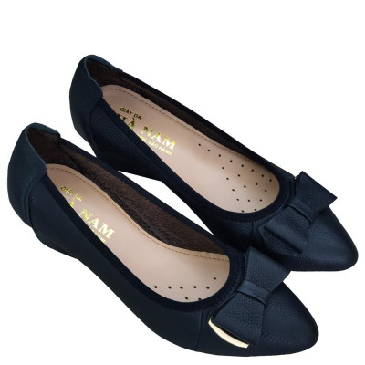 Giày Nữ Búp Bê Đế Xuồng TiTi ĐÔ Da Bò Thật Thời Trang Cao 5cm GBB2030