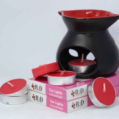 Nến trà Tealight màu đỏ hộp 10 viên chính hãng R2D không khói không mùi dùng cho đèn thiền