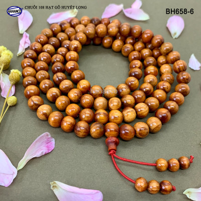 Chuỗi vòng cổ/vòng tay 2in1 gỗ Huyết Long thấu quang (BH658) An Yên - Thịnh Vượng - Bracelet of HAHANCO