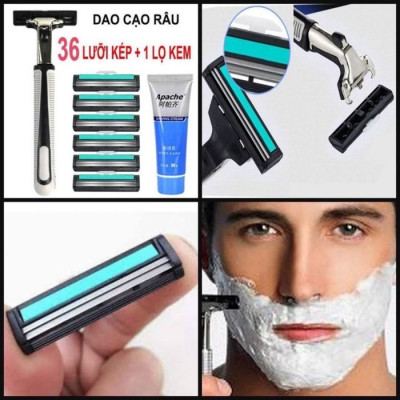 Set vĩ dao cạo râu 36 lưỡi thay thế , kèm bàn cạo , tặng tuýp kem cạo râu cho nam an toàn và tiện lợi
