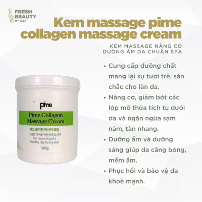 Kem massage mặt Pime Collagen Massage Cream hỗ trợ tăng đàn hồi da, dưỡng ẩm phục hồi chuyên dụng tại Spa 1000g