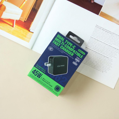 Củ sạc nhanh GaN công suất 45W Remax RP-U62 chuẩn kép PD + QC 3.0 - Hàng chính hãng Remax Bảo Hành 12 Tháng 1 Đổi 1