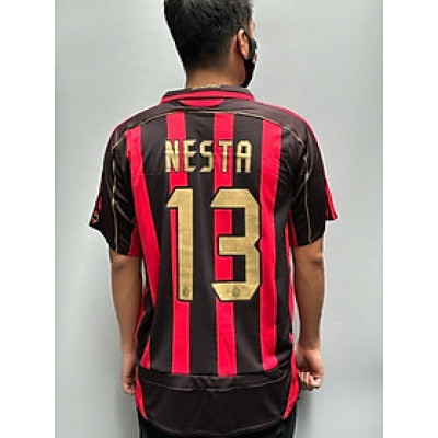Áo Bóng Đá Retro AC Milan 2006 - Sân Nhà In Tên Nesta Số 13 bản cao cấp vải Cotton Polyester
