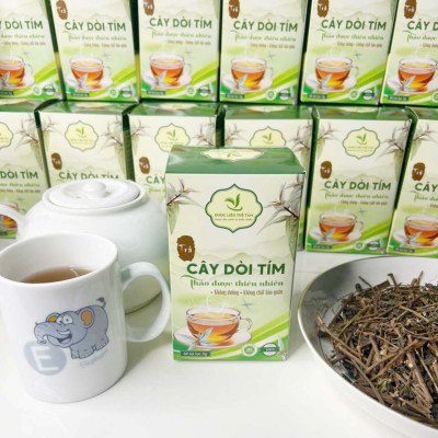 Trà cây dòi tím túi lọc Tuệ Tâm - Trà túi lọc cây dòi tím - Mỗi hộp có 30 gói 3g - Dùng cho người ho, ho lâu ngày, phổi yếu