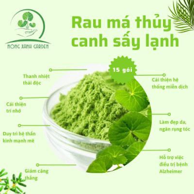 Nông Xanh Garden Combo 3 Hộp Bột Rau Má Thủy Canh Nguyên Chất + Có Đường + Đậu Xanh Cốt Dừa Hộp 15 gói hòa tan uống liền, dễ uống, thanh nhiệt, thải độc, làm đẹp da