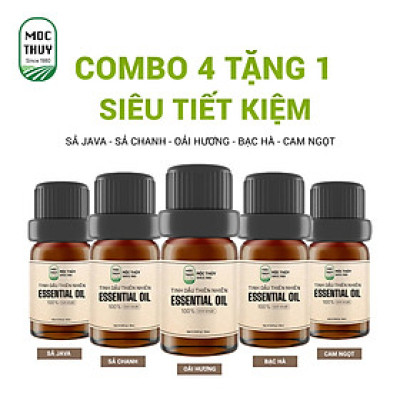[Mua 4 tặng 1] Combo 5 Tinh Dầu Sả chanh + Sả Java + Oải hương + Bạc hà + Cam ngọt - Essential Oil - Khử Mùi Xông Thơm Phòng, Thư Giãn - Đạt chuẩn chất lượng kiểm định
