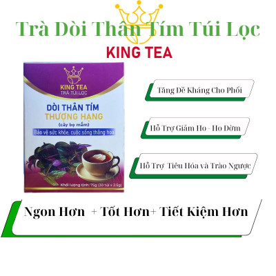 Trà Dòi Thân Tím Kingtea 30 túi lọc - Trà Dòi Tím - Bọ Mắm Tím - Giúp Giảm Ho Bổ Phổi Tăng Đề Kháng