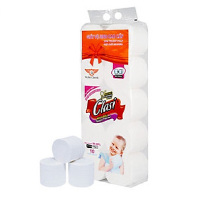 10 CUỘN GIẤY VỆ SINH CAO CẤP CLASI EM BÉ KHÔNG LÕI, GIẤY DAI MỀM MỊN, TAN NHANH TRONG NƯỚC, CAM KẾT CHẤT LƯỢNG