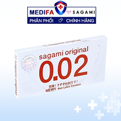 Bao cao su Sagami 002 - Siêu mỏng - Non Latex - Hộp 2 chiếc
