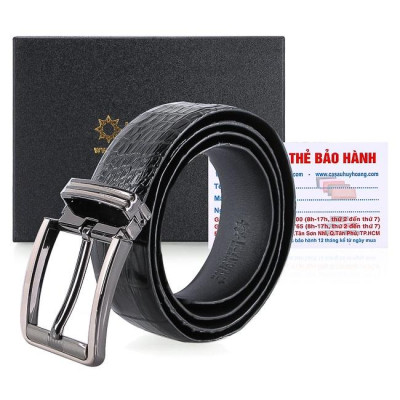 HC4757-58-59-60 - Thắt lưng nam da cá sấu Huy Hoàng nguyên con bụng 4P đầu kim màu đen, nâu đất, nâu đỏ, vàng bò