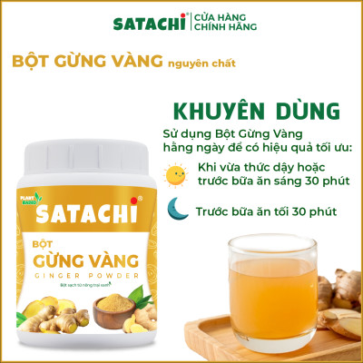 Bột Gừng Vàng SATACHI nguyên chất. Hỗ trợ điều trị khó tiêu mãn tính, giảm đau cơ bắp, giảm viêm, giảm cân. Hộp 98g và 318g