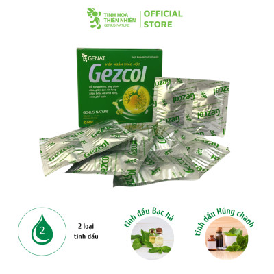 Viên ngậm thảo mộc Gezcol Hỗ trợ giảm ho, giảm đờm, giảm đau rát họng, khản tiếng (Hộp 20 viên)  - Genat