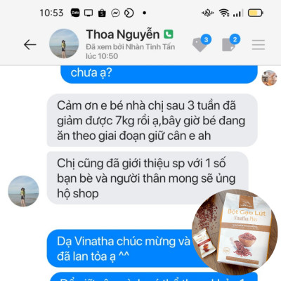 Bột Gạo Lứt Thực Dưỡng Vinatha Plus - Tiêu Mỡ Cải Thiện Sức Khỏe 24 gói nhỏ 40 gram