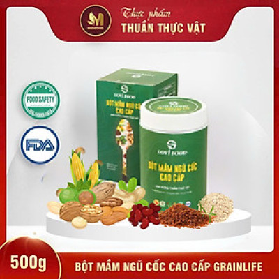 Bột Mầm Ngũ Cốc Cao Cấp Grainlife Lovifood 500g - Chống Táo Bón, Giảm Đường Huyết và Mỡ Máu, Tốt Cho Tim Mạch, Chống Lão Hóa, Đẹp Da, Cải Thiện Giấc Ngủ, Lợi Sữa Cho Mẹ Bầu và Sau Sinh - Người Tiểu Đường, Tim Mạch, Ăn Kiêng, Ăn Chay, Giảm Cân, Mẹ Bầu