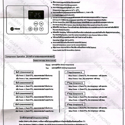 Thermostat (Bộ điều nhiệt) điều khiển Trane LCD 4 comp ITN23-1930-0 P/N 024-0495-060  - Hàng chính hãng