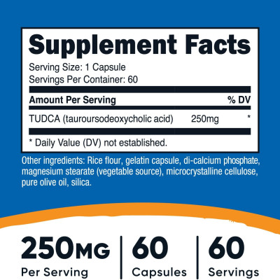 Viên Uống Hỗ Trợ Gan Nutricost Tudca 250mg (60 Viên), Hỗ Trợ Bảo Vệ Gan, Thận, Tăng Cường Miễn Dịch