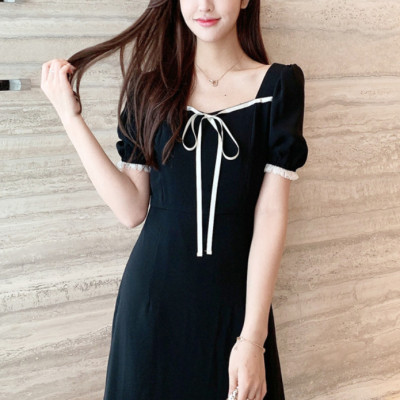 Đầm Ngắn Dễ Thương Nơ Trắng Và Viền Tay DN087 MayHomes Kiểu Dáng Thời Trang