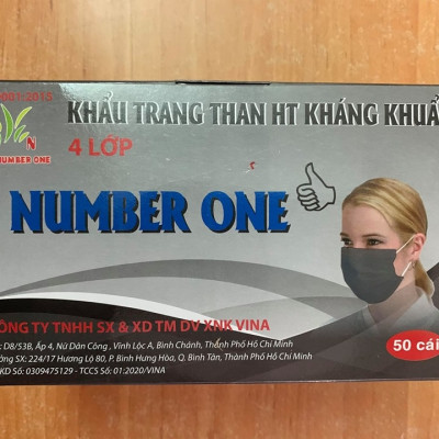 Khẩu trang y tế 4 lớp than  Number One ( hộp 50 cái )