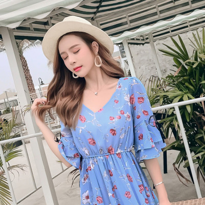 Đầm voan dài dáng xòe thướt tha, cổ tim tay lỡ điệu đà, maxi đi biển cao cấp mẫu mới nhất | MX020