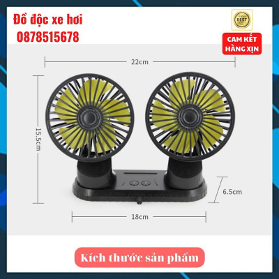 Quạt đôi mini công suất lớn dùng xe 12v, 24v xoay 360 tiện ích trên ô tô, xe hơi - hàng cao cấp