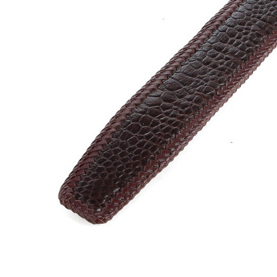 HJ4458-62-66-70 - Thắt lưng nam da đà điểu đan viền bản lớn màu đen, nâu đất, vàng bò, nâu đỏ