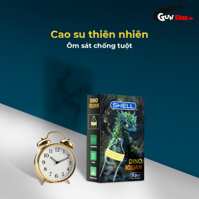 Bao cao su Shell Dino Iguan - Hộp 2 cái - 1 bao 2 vòng bi siêu lớn + 1 bao Shell Performax