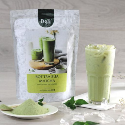 Bột trà sữa matcha 3in1 Déli - 1kg ( 25 ly ) pha chế trà sữa tiện lợi, nhanh chóng