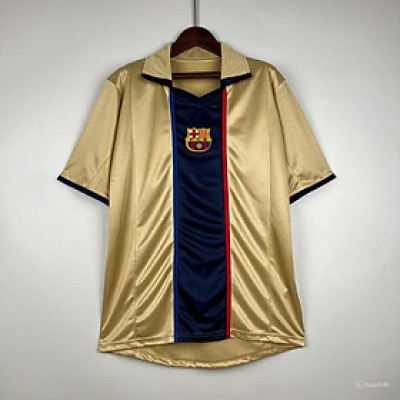 Áo Bóng Đá Retro Barcelona 2002 - Sân Khách bản cao cấp vải Cotton Polyester
