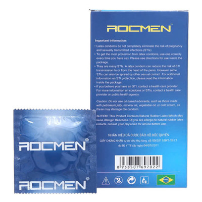 COMBO 2 HỘP 20 CHIẾC_Bao cao su ROCMEN mỏng trơn, gân gai, kéo dài thời gia, bạc hà mát