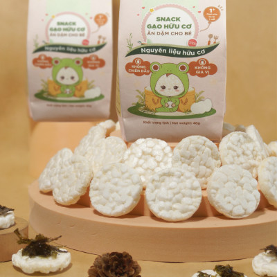 Bánh snack ăn dặm hữu cơ cho bé GUfoods - Thành phần gạo organic, Không gia vị, Dễ Tiêu hoá, Phù hợp cho bé từ 1 tuổi