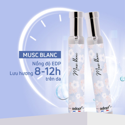 Adopt nước hoa pháp,nước hoa unisex hương thơm dễ chịu ngọt ngào tươi mát musc blanc dung tích 30ml