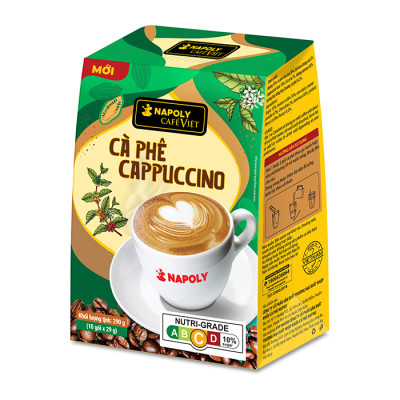 Cà Phê CAPPUCCINO Napoly Coffee Arabica/Robusta Hòa Tan Giữ Hương Vị Cà Phê, Đậm Đà, Thơm Béo Của Sữa