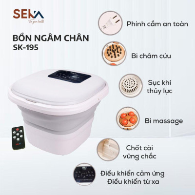 Bồn Ngâm Chân Massage Seka SK195 gấp gọn con lăn tự động, màn hình cảm ứng - Hàng Chính Hãng