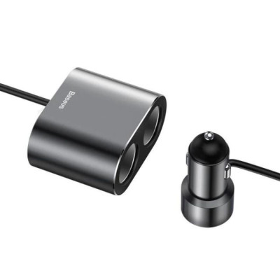 Tẩu sạc Baseus High Efficiency 1 to 2 Cigarette Lighter đa năng tích hợp bộ chia cổng sạc- hàng chính hãng