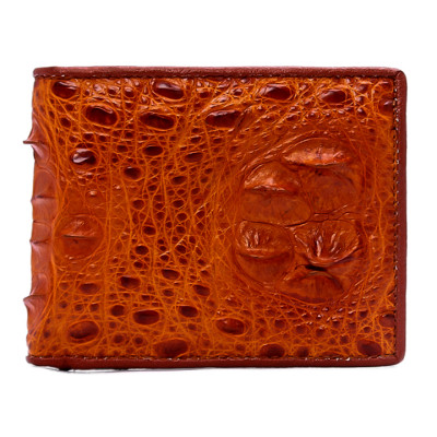 HJ2206 - Bóp nam Huy Hoàng da cá sấu nguyên con màu vàng