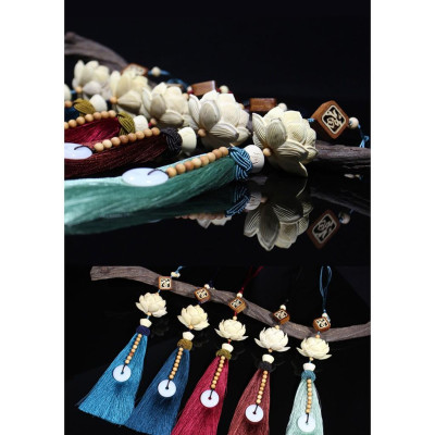 (KÈM HỘP ĐỰNG CAO CẤP) Khánh Liên Hoa Trang Trí Xe Hơi, Dây Treo Sen Gỗ Hoàng Dương Trang Trí Ô Tô, Khánh Treo Xe Ô Tô