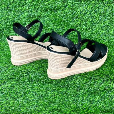 Xăng đan nữ đế xuồng 9cm Trường Hải da mềm đế PU siêu nhẹ DX155