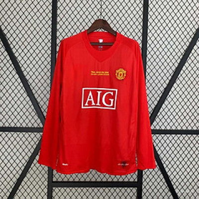 Áo Bóng Đá Retro Manchester United 2008 Dài Tay - Sân Nhà bản cao cấp vải Cotton Polyester