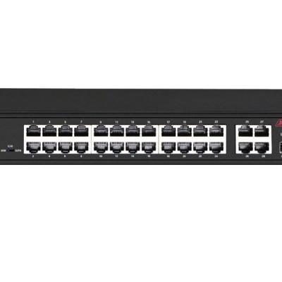 Bộ chuyển mạch 28 port unmanaged Ethernet switch, 24 port Fast Ethernet PoE, 4 Gigabit combo, 400W power supply - Xmethod Network - Hàng chính hãng 